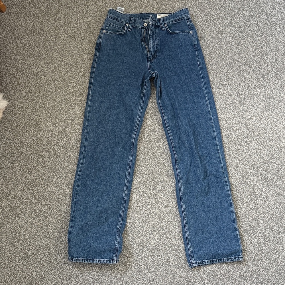 rag & bone medium blue high-rise straight jeans